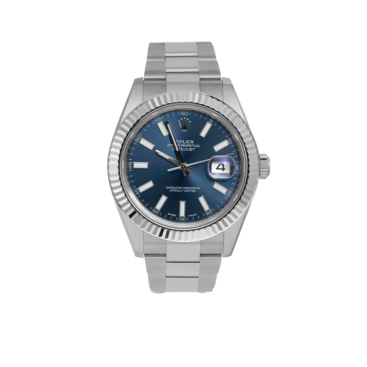 Datejust 116334 Fluted Bezel Watch 41mm Blue Index Dial