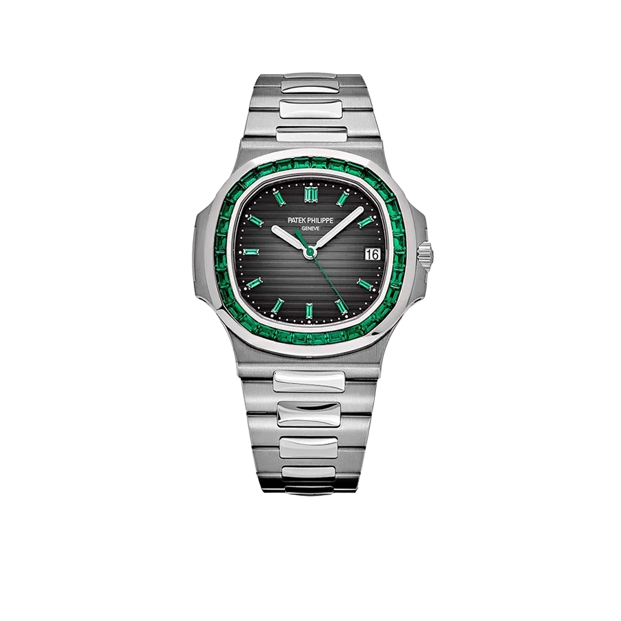 Nautilus 40mm 5711/113P-001 Platinum Charcoal Gray Dial Emerald Bezel