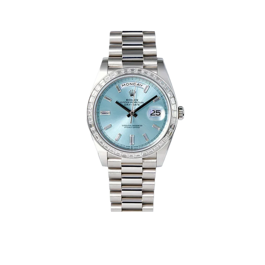 Day-Date 40mm Ice Blue Dial Baguette Set Bezel 228396TBR