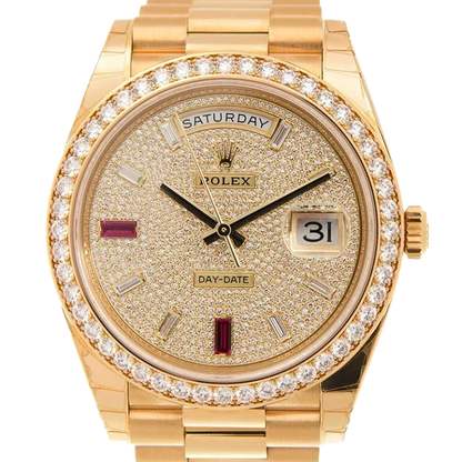 Day-Date 40mm Yellow Gold Diamond Ruby Pave Dial Diamond Bezel 228348RBR