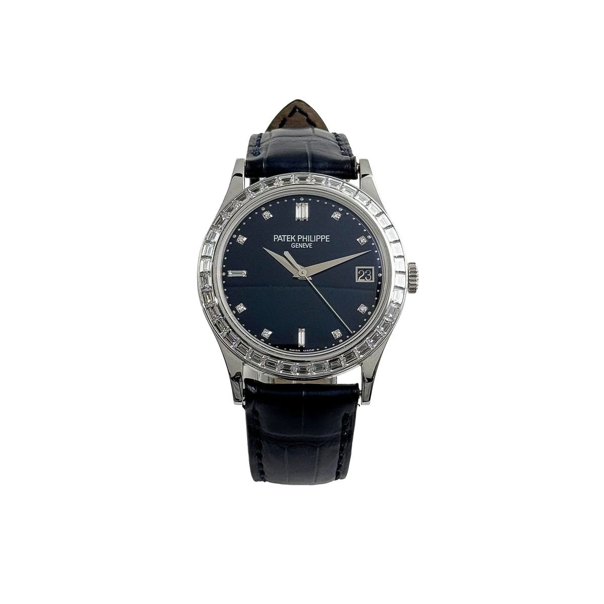 Calatrava 38mm 5298P-012 Platinum Black Diamond Dial Diamond Bezel