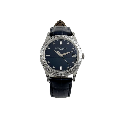 Calatrava 38mm 5298P-012 Platinum Black Diamond Dial Diamond Bezel