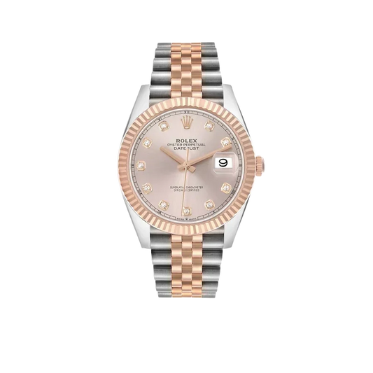 Datejust 41 Steel Everose Gold Sundust Diamond Dial Mens Watch 126331