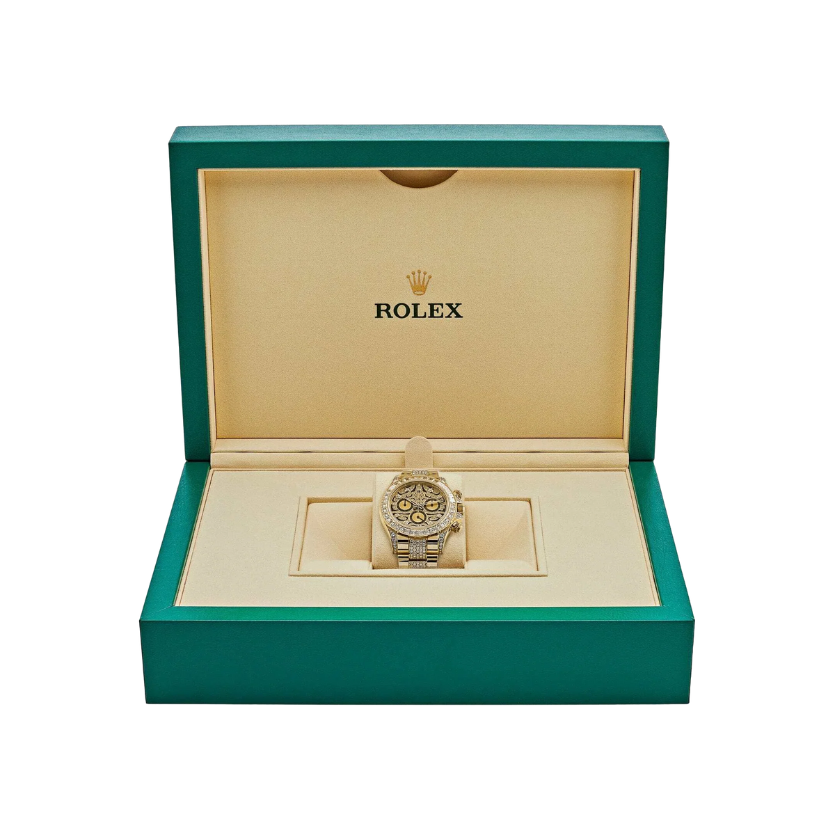Daytona Eye of the Tiger 116598TBR Yellow Gold Diamond Dial with Diamond Bracelet (Super Clone)