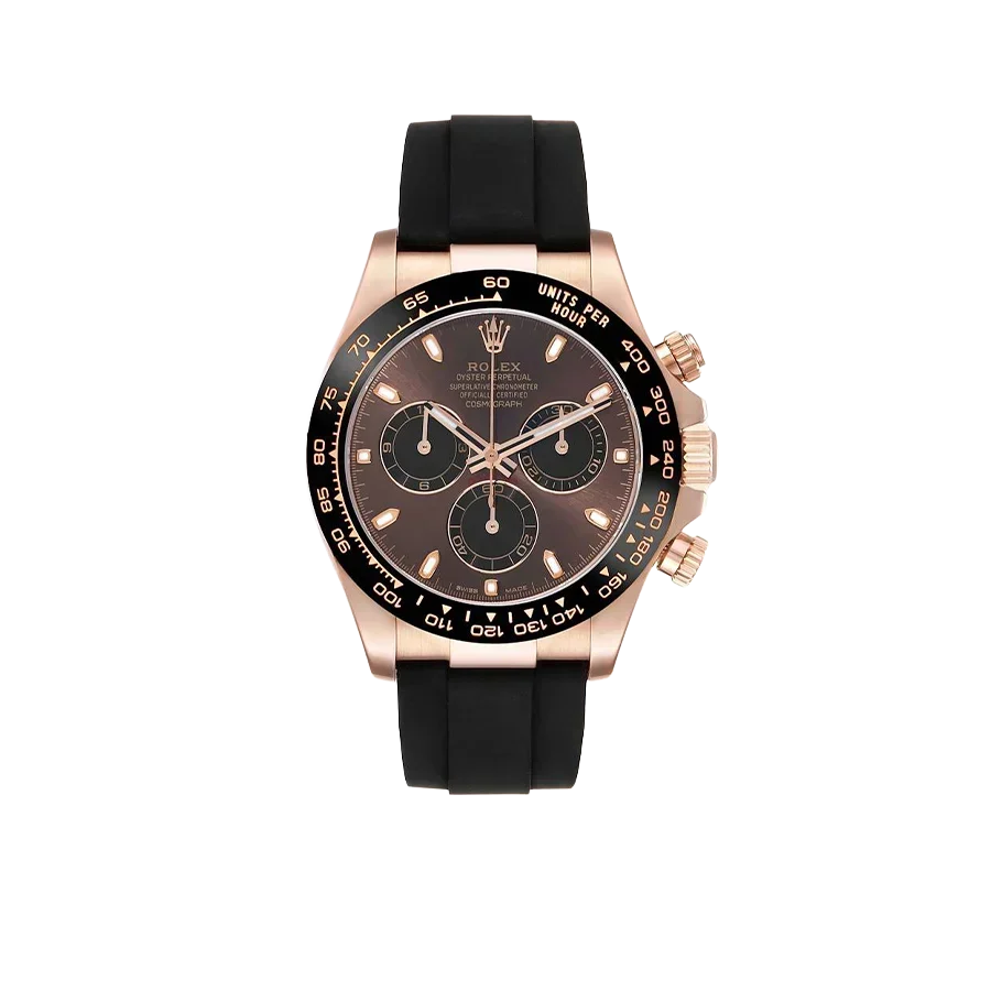 Daytona 40mm Rose Gold Oysterflex Chocolate Dial Mens Watch 116515