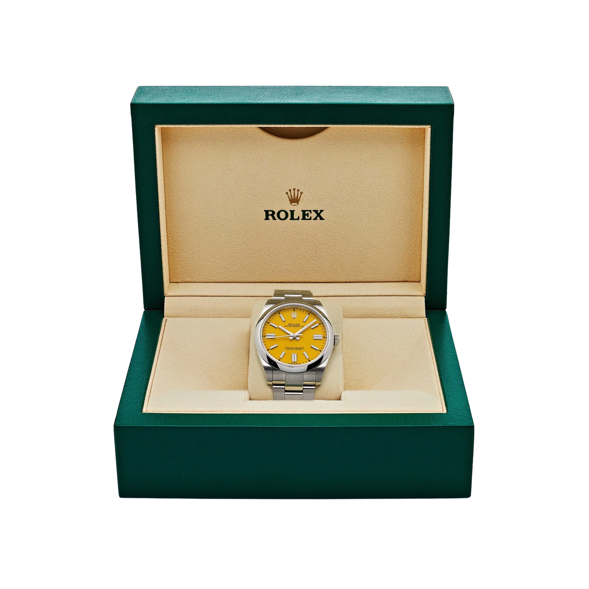 Oyster Perpetual 41mm Stainless Steel Yellow Dial Men Watch 124300-0004