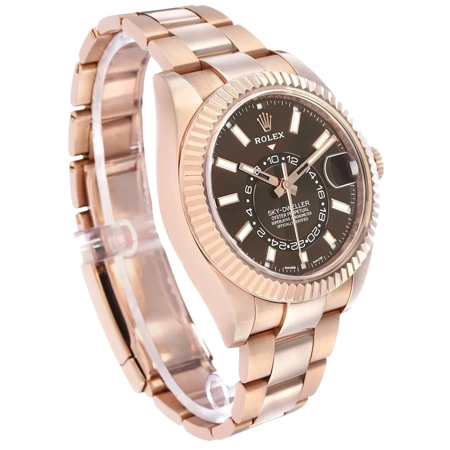 Sky-Dweller 42mm Rose Gold Chocolate Brown Dial Mens Watch 326935